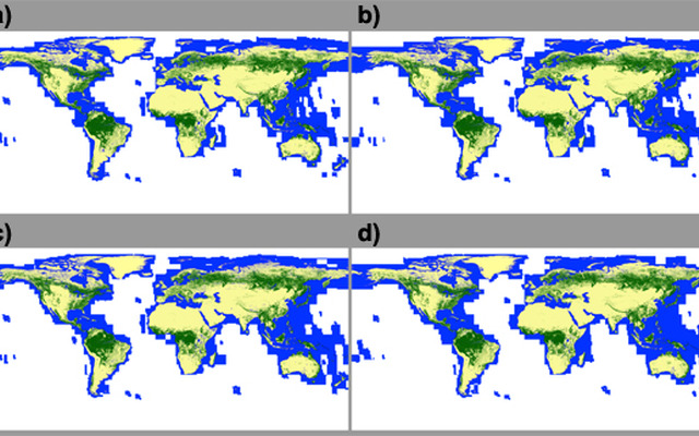 新森林・非森林マップ(a)2007, b)2008, c)2009, d)2010）出典：JAXA