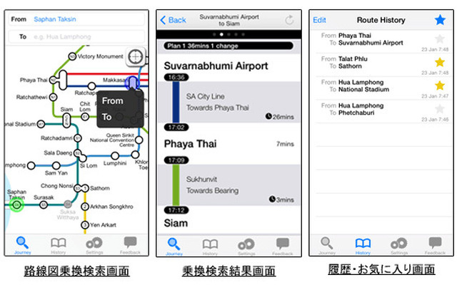 「NAVITIME Transit - Bangkok Thailand」の画面イメージ。