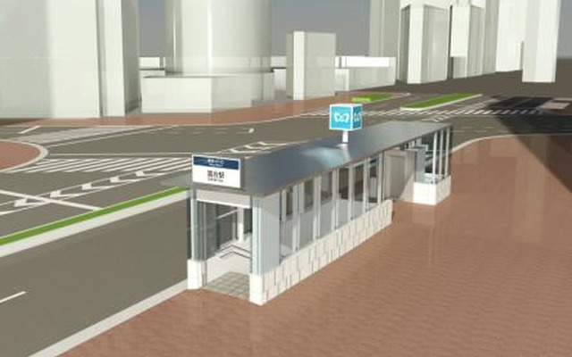 新たに設置される落合駅地上出入口のイメージ。4月1日から使用を開始する。