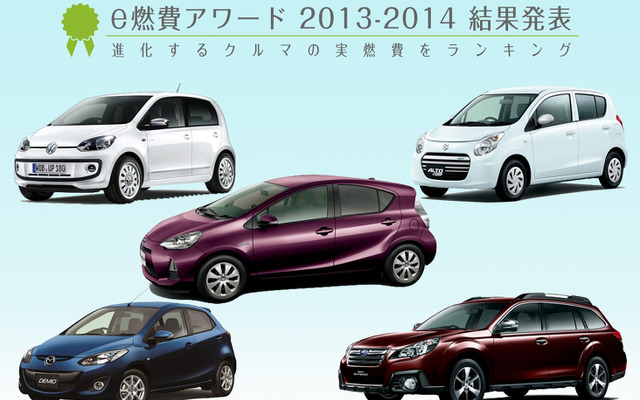 イードが運営する燃費管理サービス『e燃費』が実用燃費の優秀だった車種を表彰する『e燃費アワード2013-2014』を発表