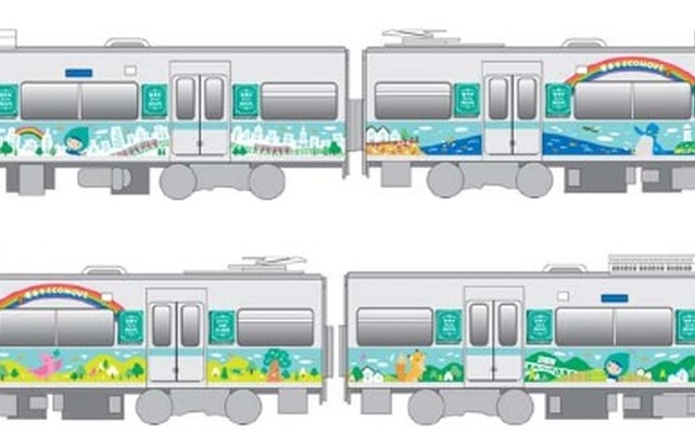 名鉄は5月10日から、7代目となる「エコムーブトレイン」を運行すると発表。画像は側面のラッピングイメージ