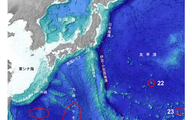 今回承認された海底地形名位置図