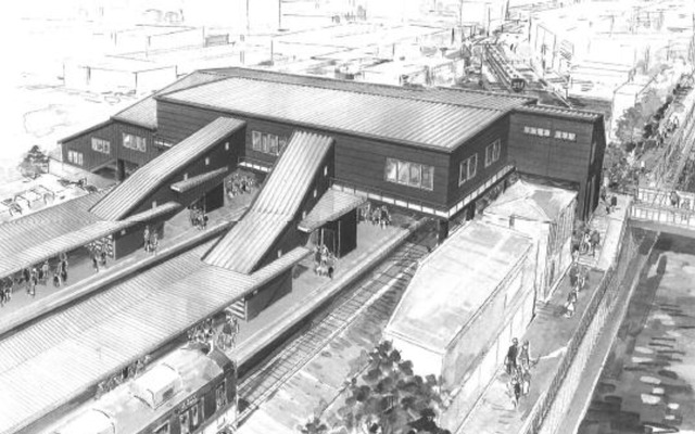 駅舎を建て替えることになった深草駅の完成イメージ。同時にホームの拡幅も行う。
