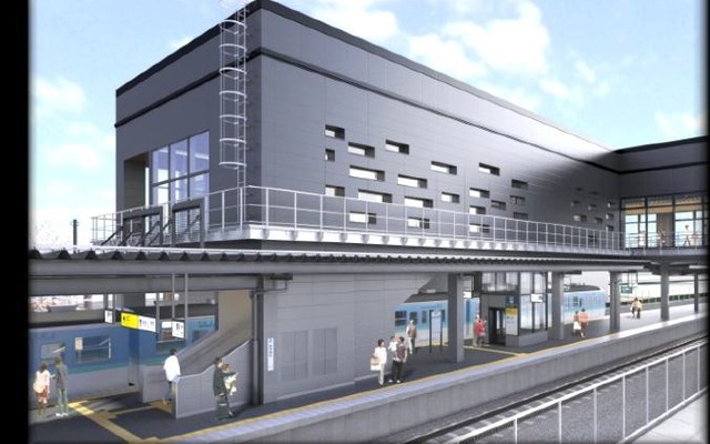 北陸新幹線の上越妙高駅に隣接して設けられる脇野田駅の新駅舎イメージ。10月19日から使用を開始する。