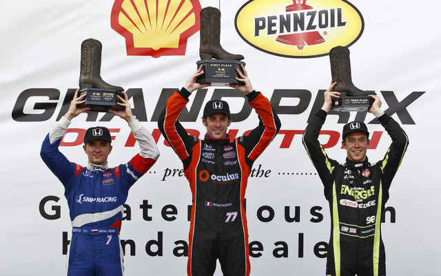 ホンダ勢が1-2-3。左から2位アレシン、優勝パジェノー、3位ホークスワース。写真：Honda