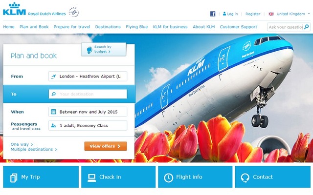 KLMオランダ航空公式ウェブサイト