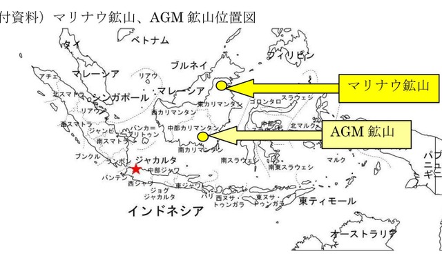 マリナウ鉱山、AGM 鉱山位置図