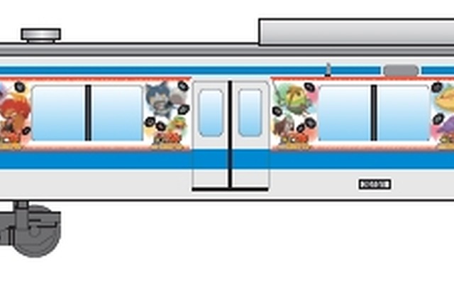 7月19日から運転を開始する「妖怪ウォッチ」ラッピング列車のイメージ。1両につき24体の「妖怪」ステッカーで装飾する。