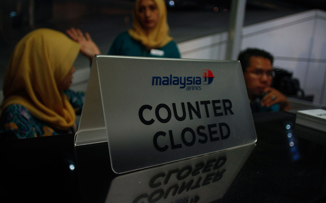閉鎖されたマレーシア航空カウンター（クアラルンプール国際空港）