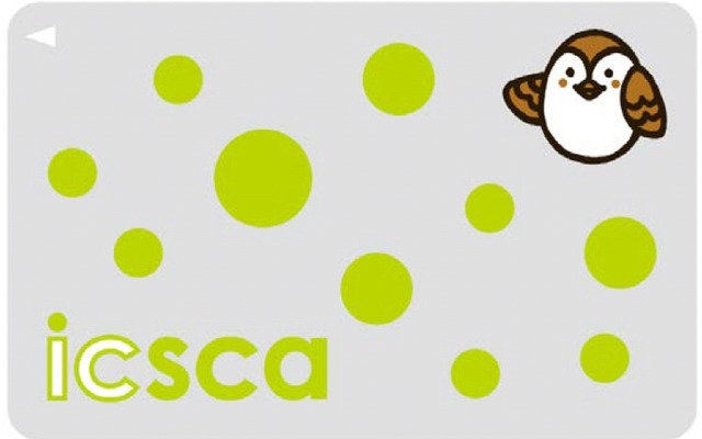 仙台都市圏の公共交通に導入されるICカード「icsca」の券面デザイン。ポイントサービスは12月から基本ポイントの付与を開始し、2015年からは乗継ポイントの付与も開始する。
