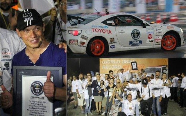 トヨタ86による連続ドリフト走行のギネス世界新記録を伝えるギネス・ワールド・レコード