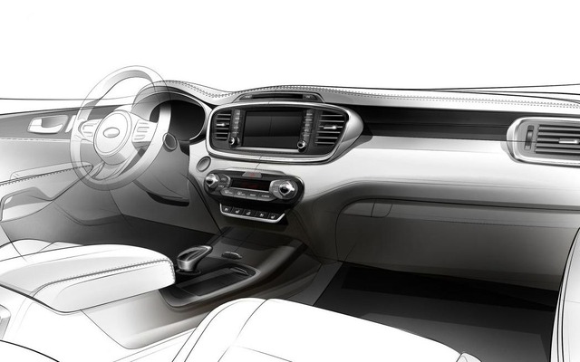 新型 キア ソレント のインテリアの予告スケッチ