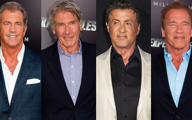 メル・ギブソン＆ハリソン・フォード＆シルベスター・スタローン＆アーノルド・シュワルツェネッガー／『エクスペンダブルズ3』L.A.プレミア