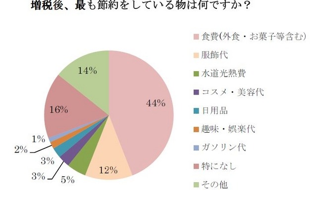 増税後、最も節約をしている物は何ですか？