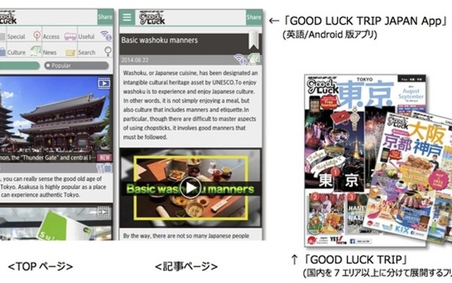 日本旅行に役立つアプリ「GOOD LUCK TRIP」英語版をリリース