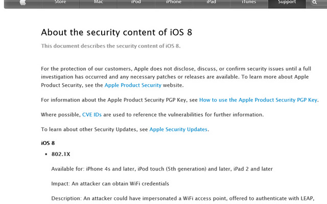 Appleによるセキュリティアップデート情報