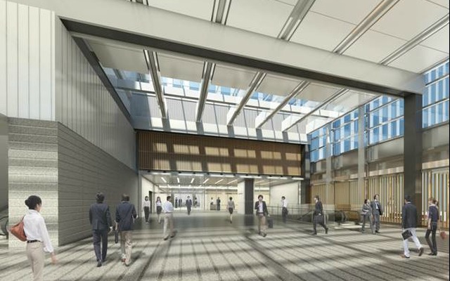 名古屋駅の新しい高層ビル「JRゲートタワー」は2015年度冬の上棟を予定。画像はオフィスエントランス（15階）のイメージ。