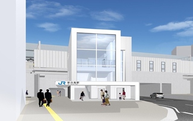 JR新白島駅の完成イメージ。8両編成に対応したホームを設ける。