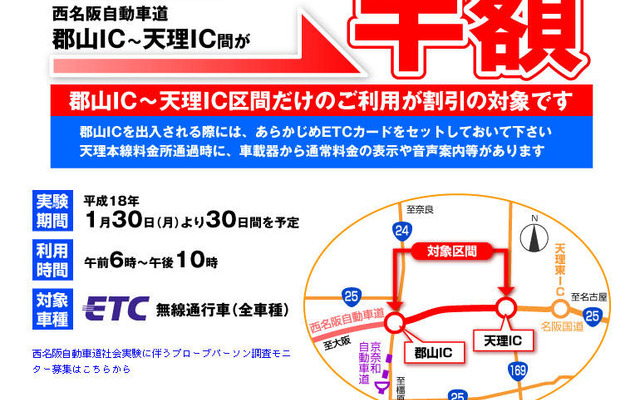 西名阪自動車道で社会実験