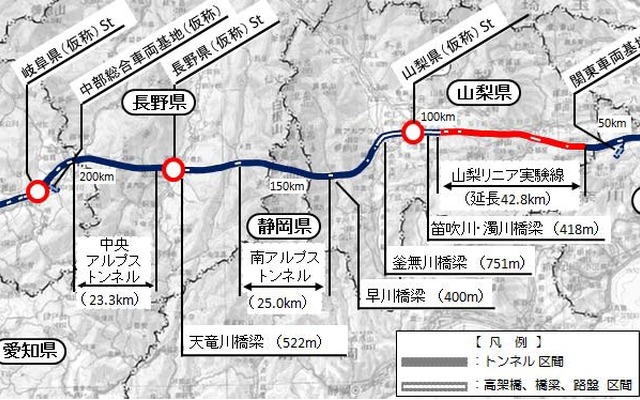 国交相が今回認可した区間。全区間の約86％がトンネルになる。