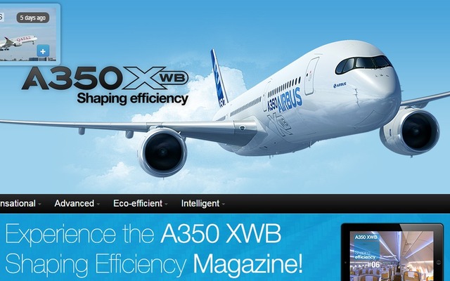 A350XWB型機特設ウェブサイト