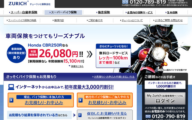 チューリッヒ・スーパーバイク保険