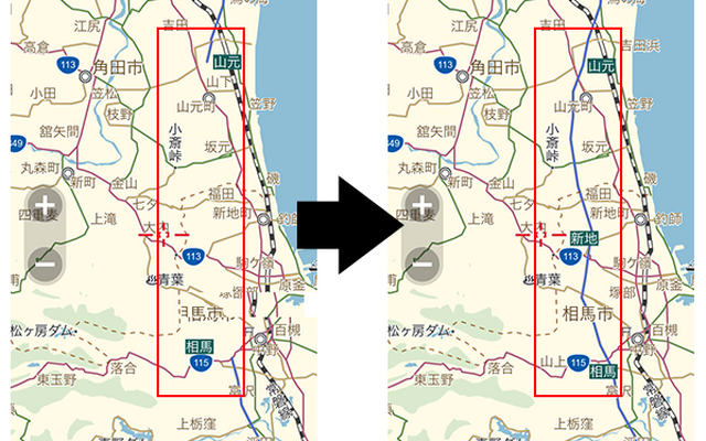 MapFan＋常磐道の開通