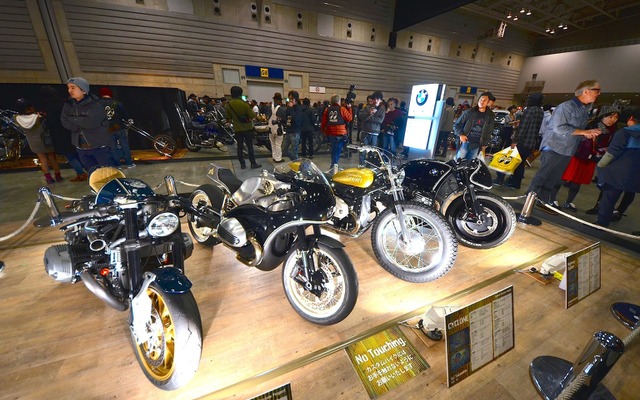 BMW R nineT のカスタムバイク左から46Works、HIDE MOTORCYCLE、BRAT STYLE、Cherry’s Company（ヨコハマ ホットロッド カスタムショー2014）