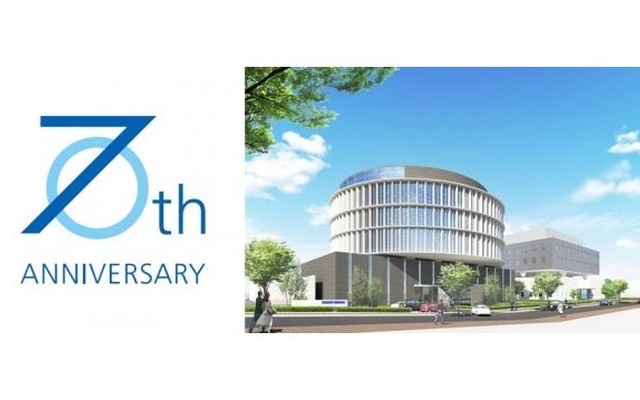 東洋ゴム70周年記念ロゴと新本社完成予想図