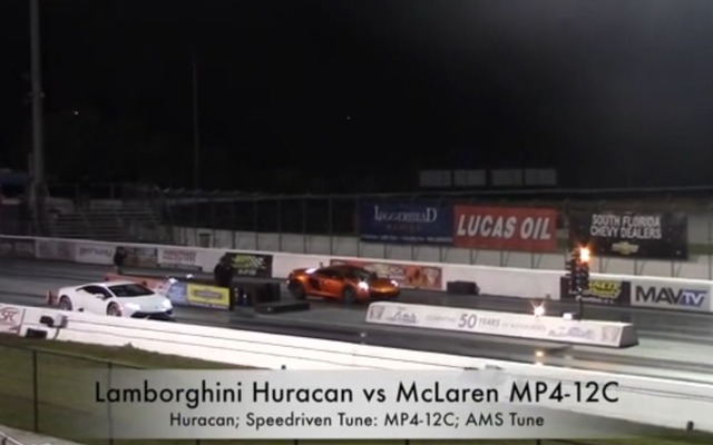 ランボルギーニ ウラカンとマクラーレン MP4‐12C の加速競争の様子を配信した『DragTimes』