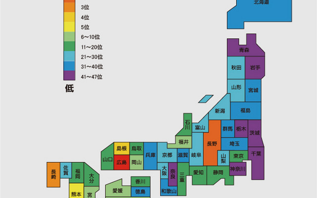 NTTタウンページが作成した人口10万人あたりの防犯用設備・用品登録件数のランキング。関東勢が軒並み低く、特定地域が突出している傾向があるようだ（画像はプレスリリースより）
