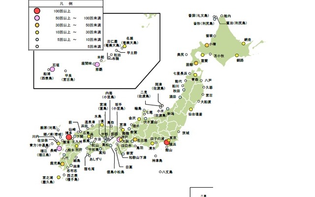 国土交通省がまとめた外国人クルーズ旅客実績