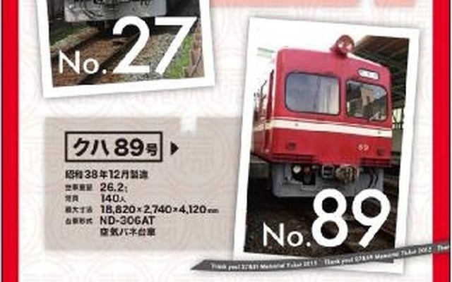 クハ89＋モハ27の主要諸元が入った台紙中面。