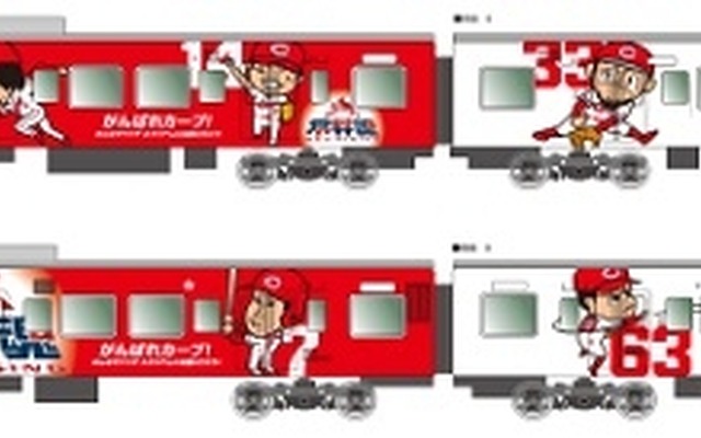 毎年恒例の「カープ応援ラッピングトレイン」は3月22日から運行を開始する予定。115系の車体に装飾を施す。