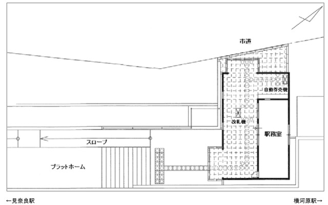 新しい愛大医学部南口駅の見取り図。現在は無人駅だが、新駅舎の完成にあわせて駅員を配置する。