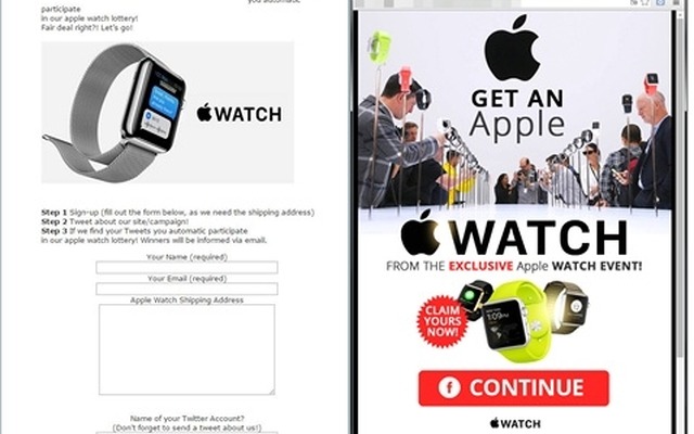 Apple Watchの不審サイトの例