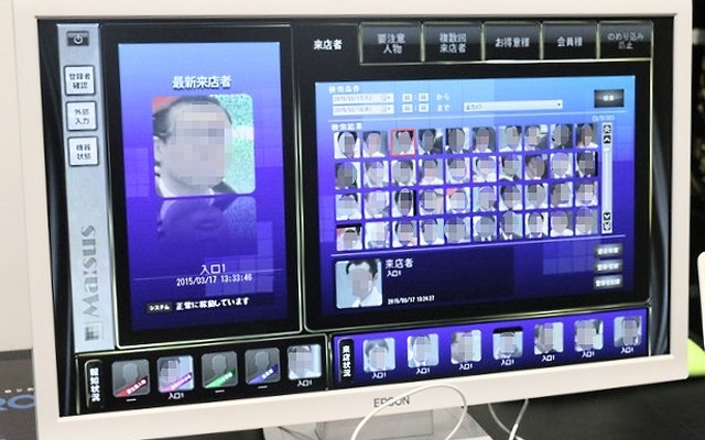 顔認証システム「Ma:sus（マーサス）」の画面。出入り口に設置したカメラで入退店を把握する
