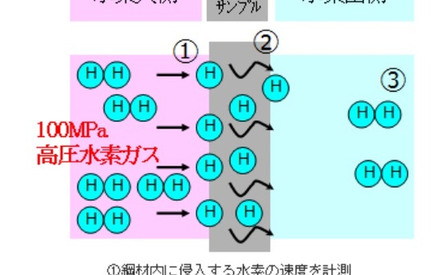 100MPa高圧水素ガス透過試験装置模式