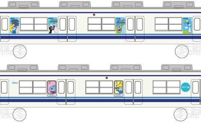 スタンプラリー開催にあわせて運行されるラッピング列車のイメージ。8000系2両編成1本にラッピングを施す。