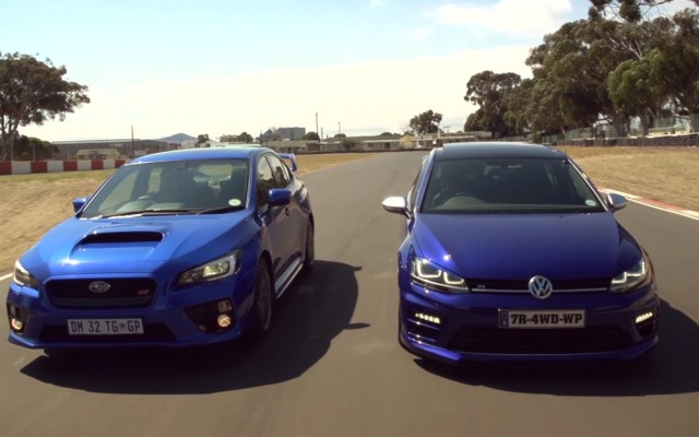 スバル WRX STI と VW ゴルフRの加速競争映像を公開した南アの『Cars.co.za』（動画キャプチャ）