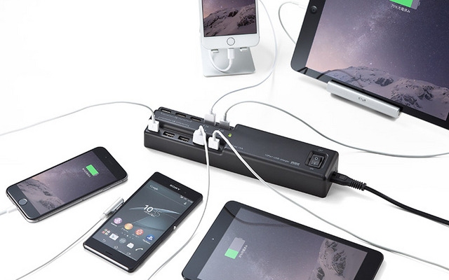 サンワサプライから最大10台まで同時充電できるUSB充電器