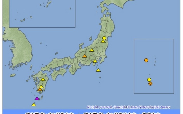 気象庁による警報（5月29日10時時点）