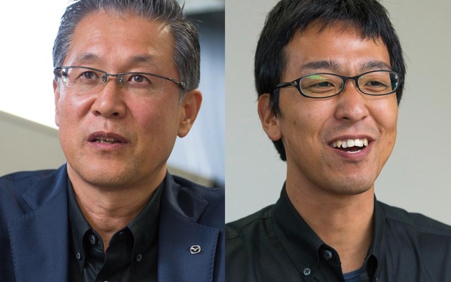 パワートレイン開発本部副部長の仁井内進氏と、同本部走行・環境性能開発部の兼為（かねい）正義氏