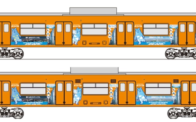 「あべのハルカス」ラッピング列車のイメージ。7月24日から運行を開始する。