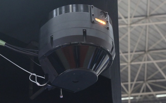 コニカミノルタブースに展示されていた「LASER RADER」（撮影：編集部）