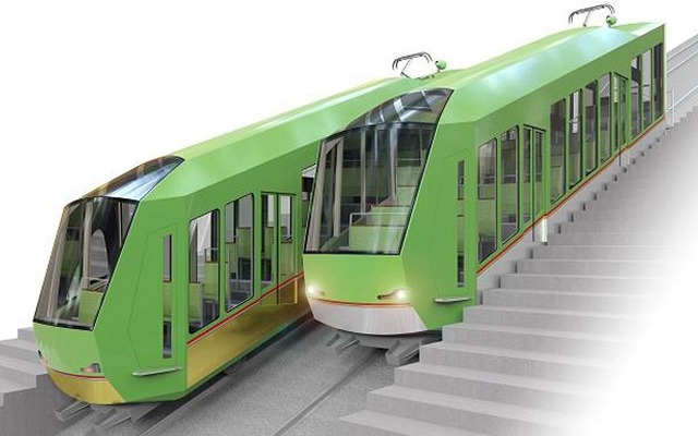 大山ケーブルカーに導入される新車体のイメージ。10月1日の運行開始にあわせて運賃が値上げされる。