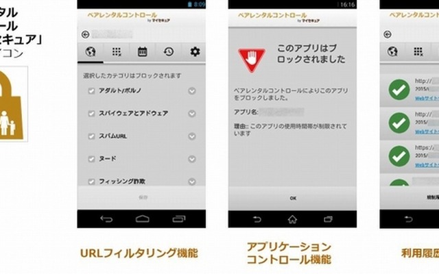 「ペアレンタルコントロールbyマイセキュア」利用イメージ