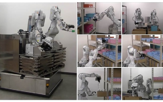 制御技術の開発のために製作した自律移動型双腕ロボット