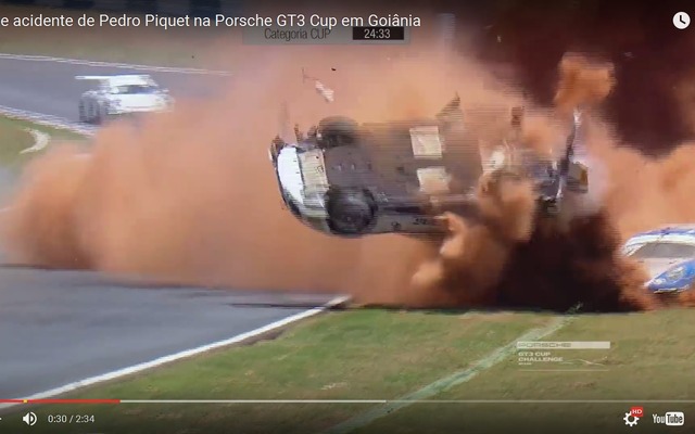 ブラジルで開催されたレースでポルシェ911GT3カップが大クラッシュ