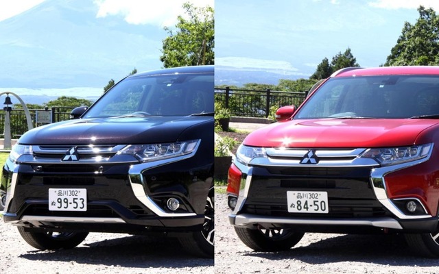 三菱 アウトランダー、PHEV（左）とガソリン車（右）